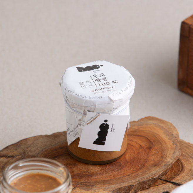 우도땅콩버터 100% 크런치 120g 땅콩잼 무첨가 해피이츠클럽