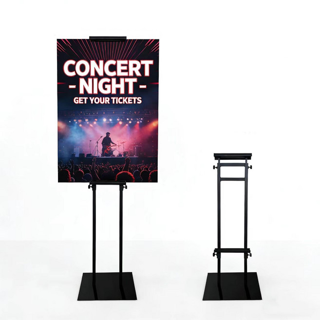 포스터 거치대 안내판 A3 A4 양면배너 길이조절가능 스탠드 메뉴판 입간판 홍보 행사 광고판, 1개, 블랙