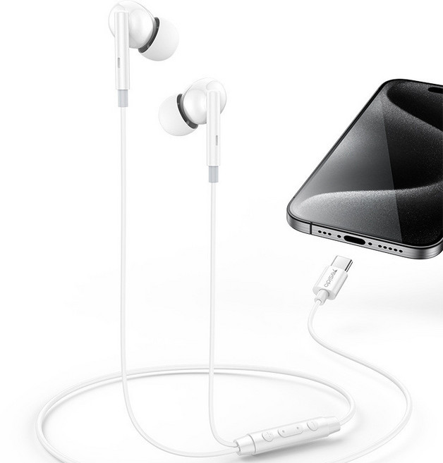 Yesido YH45 Type-C 有線耳機 10mm 動圈喇叭, 白色