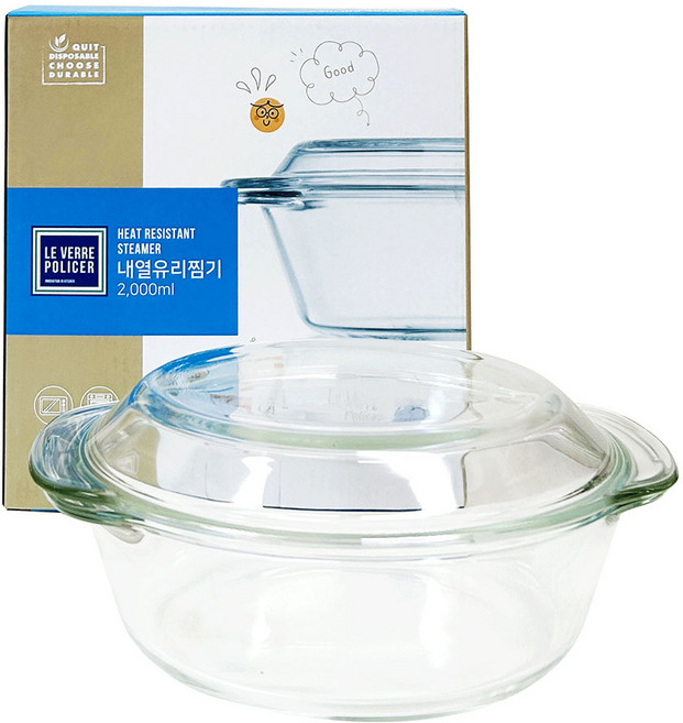 르베르 폴리세 내열유리찜기 2000ml 전자레인지 유리 계란찜용기, 1개