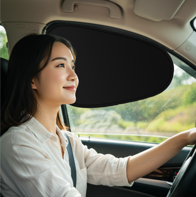 매일다미 정전기흡착 차량용 햇빛가리개, (앞좌석) 블랙, 1세트