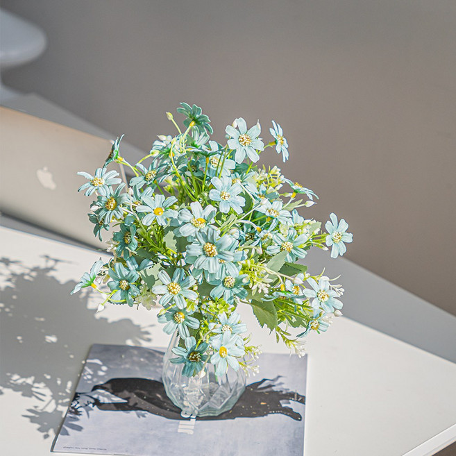 화예원 마가렛 데이지 꽃 성묘 조화 꽃다발, 4개, 블루