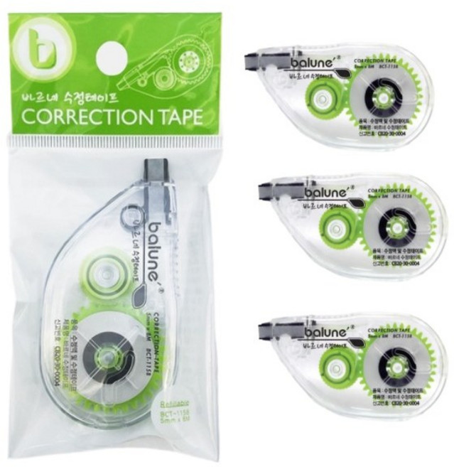 오피츄 1158 바르네 수정용품 깔끔한 수정테이프 3입 무배, 3개
