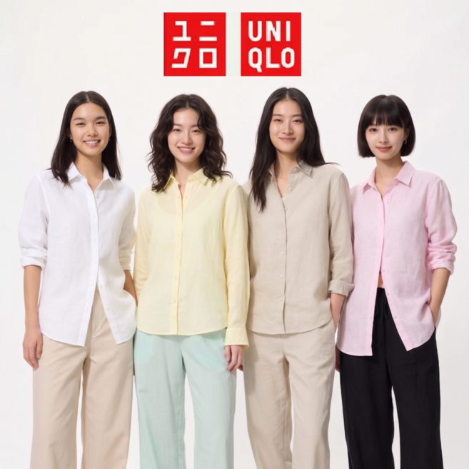 유니클로 프리미엄 린넨 여성 셔츠 (일본매장판)