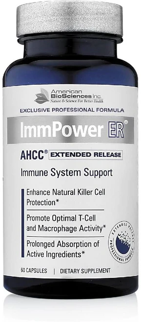 아메리칸바이오사이언스 ImmPower ER AHCC 1000mg 캡슐 60정, 임파워 AHCC 버섯 추출 60캡슐, 1개 - 쿠팡