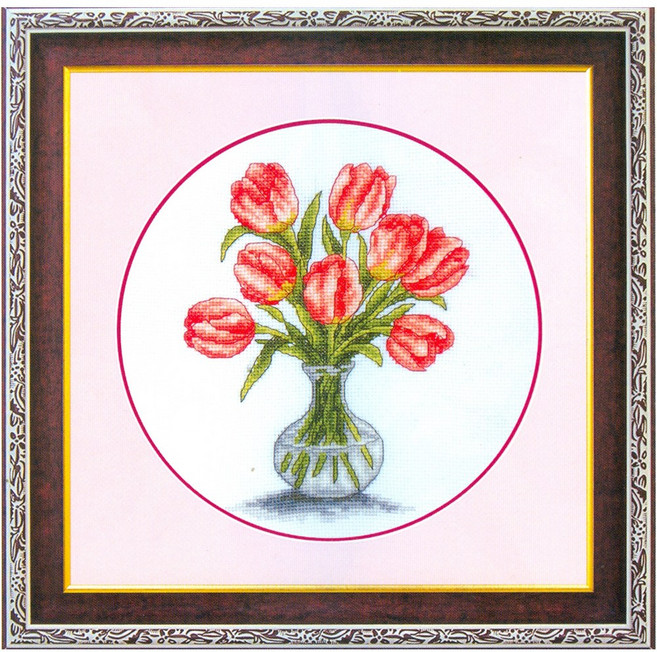 조이십자수 십자수도안-유리화병 튤립[오투] 십자수도안, 1개