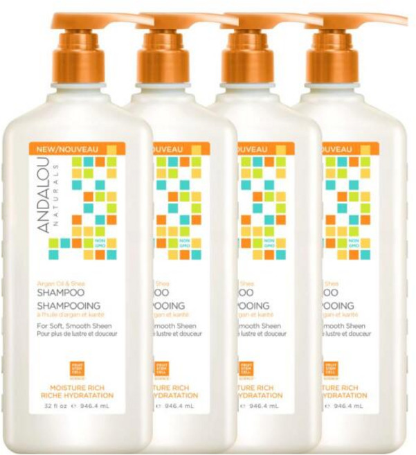 [안달로우] 아르간 오일 시어버터 대용량 샴푸 946ml 4개 + 수분 샴푸 50ml 여행용 키트 증정