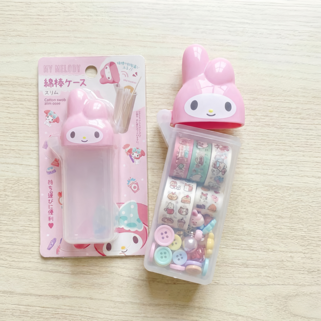 키티 면봉케이스 면봉통 휴대용 치실케이스 여행용, 분홍색(Pinkl), 1개