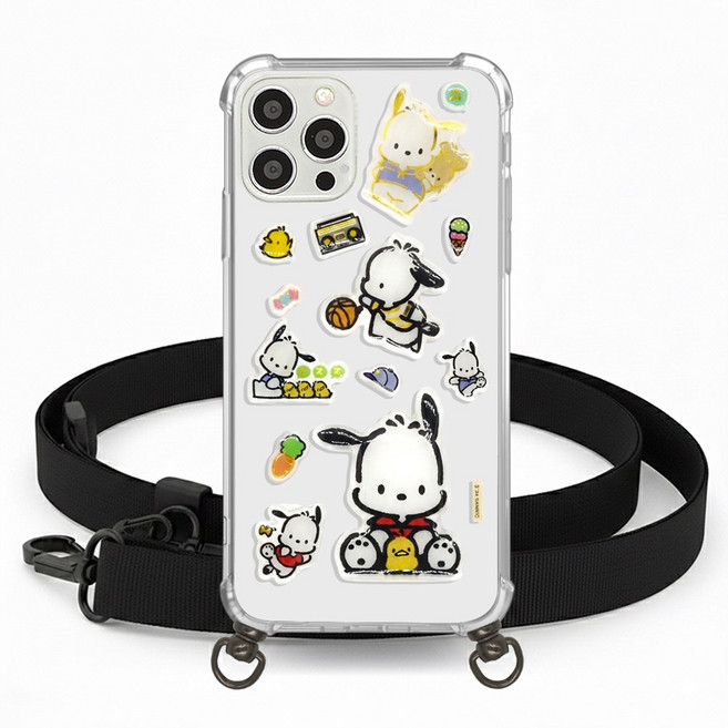 포차코 목걸이 케이스 산리오 패치 스트랩 아이폰