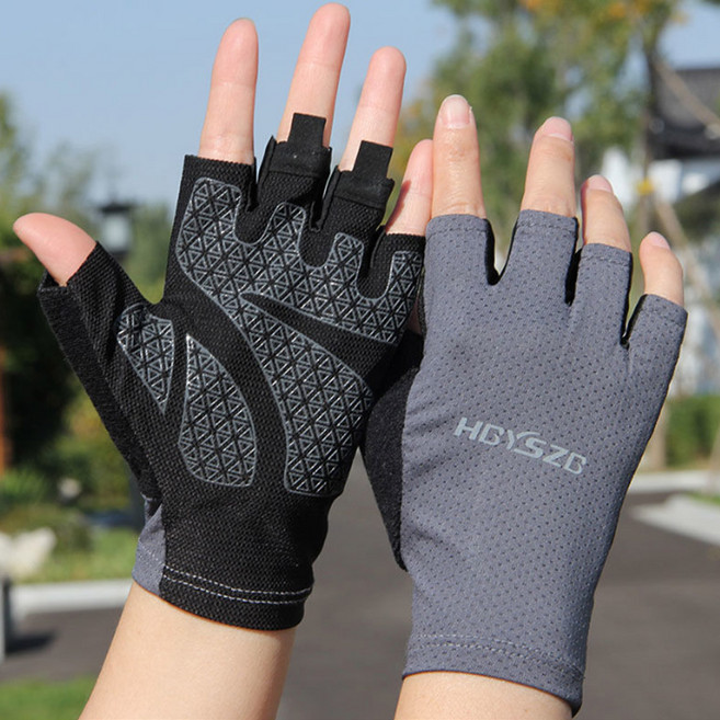 미끌림방지 등산 쿨매쉬 반장갑 봄 여름 가을 레져 자전거, 그레이