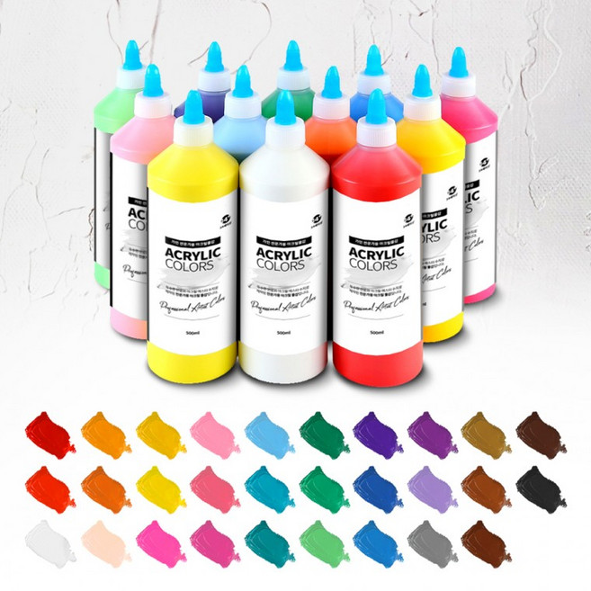 가민 전문가용 아크릴물감 대용량 물감 퍼포먼스미술 미술용품 500ml 29색, 상세페이지 참조, 상세페이지 참조g, 03. 화이트