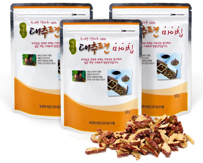 국내산 대추편 마이칩 50g x 3봉 l 대추칩 국산 대추 과자, 3개