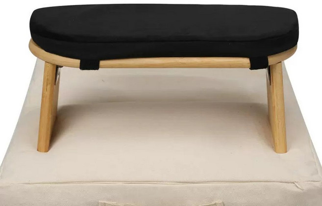 무릎의자 기도 의자 낮은 좌식 명상 요가 다도 스툴, 검은색 쿠션이 있는 작은 의자