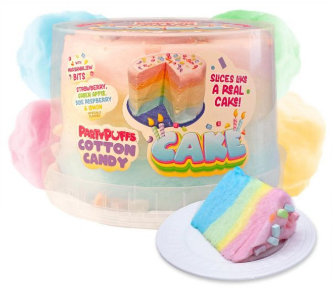솜사탕 코튼 캔디 PartyPuffs™ 케이크 튜브 4.2온스 딸기 그린 애플 블루 라즈베리 레몬 맛 가득 바삭한 마시멜로 조각 토핑 글루텐 프리 축하 간식 산, 솜사탕 코튼 캔디 PartyPuffs™ 케이크 튜브 4