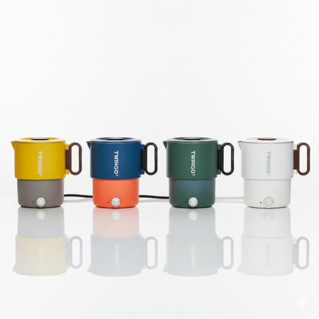 트윙고 트래블 팟 컴팩트 전기냄비 해외사용 정격 변환 ( 스텐찜판포함), 미드나잇블루