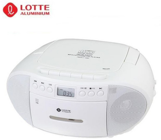 롯데 MP3 CD 카세트 플레이어 포터블 라디오 테이프 재생 녹음 어학용 pingky-880, 화이트, pingky-880(화이트)