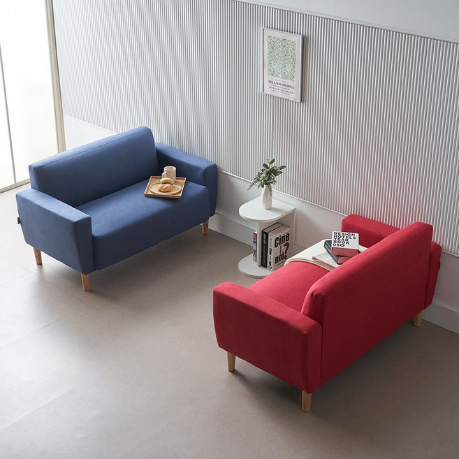 [추가즉시할인] 에보니아 라떼 2인 방수패브릭소파 / 좌식겸용쇼파 8colors, 다크블루