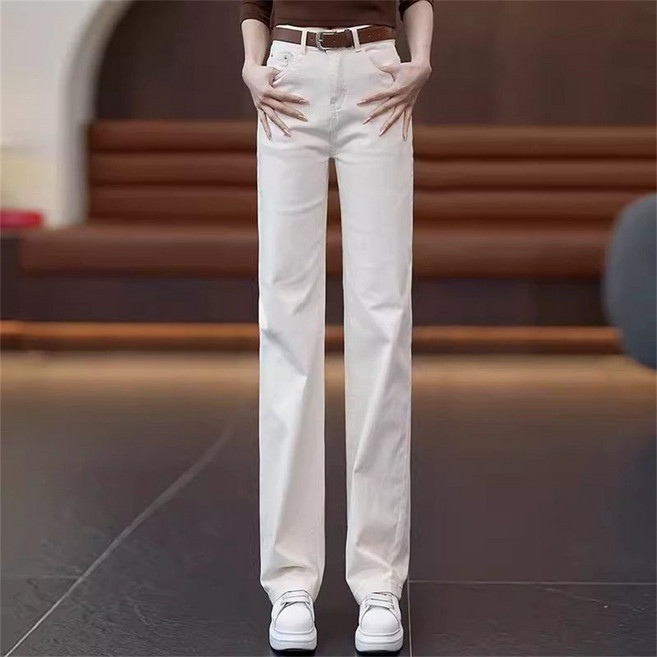 봄 가을 여성 스판 스트레이트 청바지 캐주얼 루즈핏 데님 팬츠zy