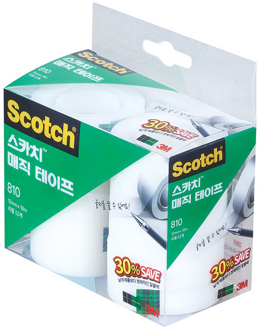 3M 매직 테이프 리필 810R-12 세이빙팩 12mm 18m 알뜰 상품 메모 테이프, 단품
