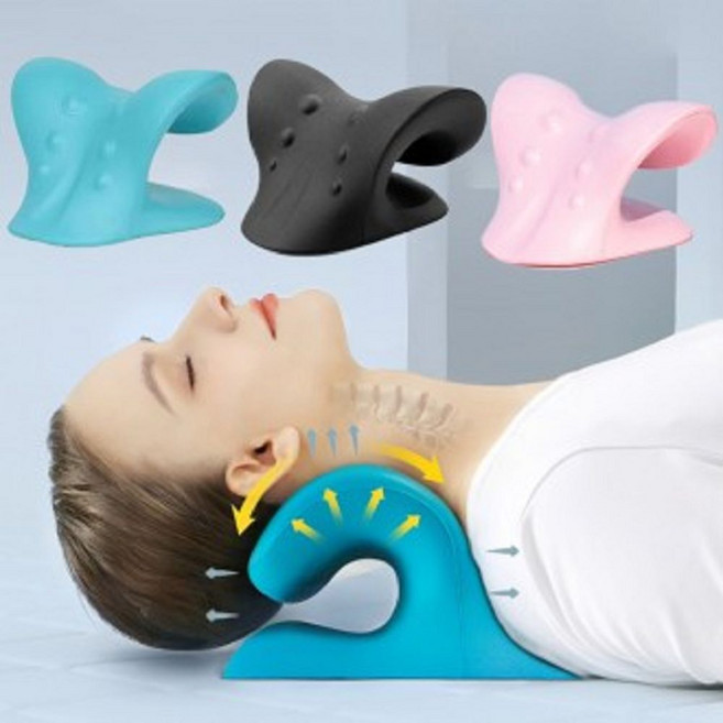 자세교정기베개 거북목 일자목 뒷목 지압 목침, 핑크