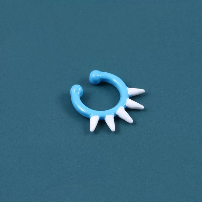 레이디버그 블랙캣 미라클 스톤 코스프레 목걸이 열쇠고리 귀걸이 장식, 파란 흰색 코 귀걸이 】, 1개