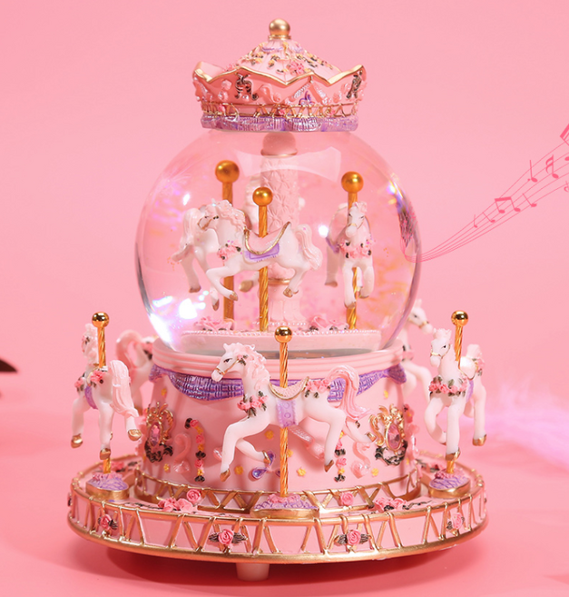 회전목마 오르골 자장가 감성선물 엔틱인테리어소품 여자친구300일선물 제작, 센과 치히로의 행방불명 (말 6마리)