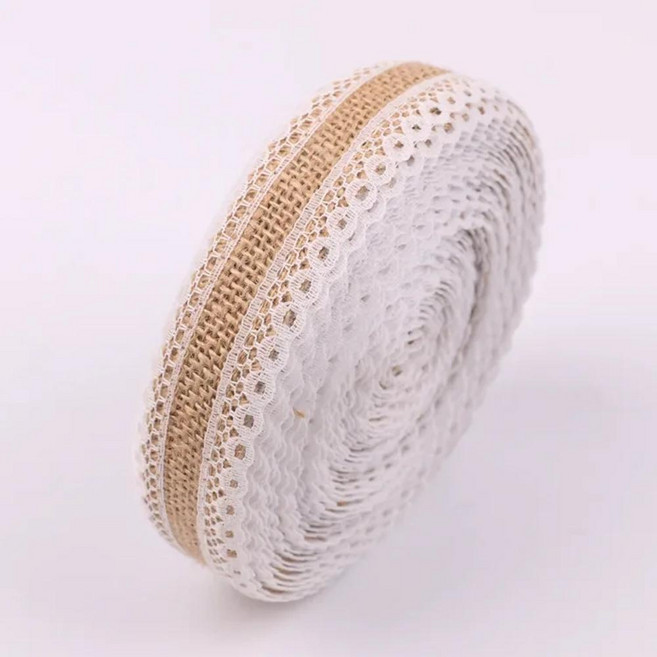 롤 황마 삼베 리본 레이스 빈티지 소박한 웨딩 장식 장식품 파티 공예, 1개, 4. E 2m per roll / A. 2M