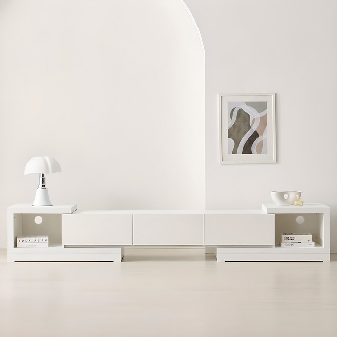 퍼니하우스 카라 익스텐션 확장형 TV다이 받침대 티비장 서랍형 거실장 1600 1800 2400, 화이트