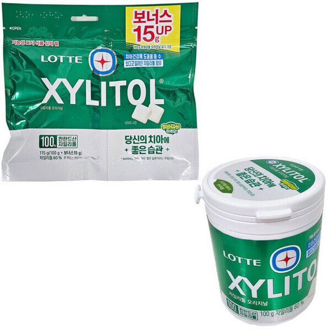 껌 자일리톨껌 오리지널 리필 115g + 용기 100g, 1개