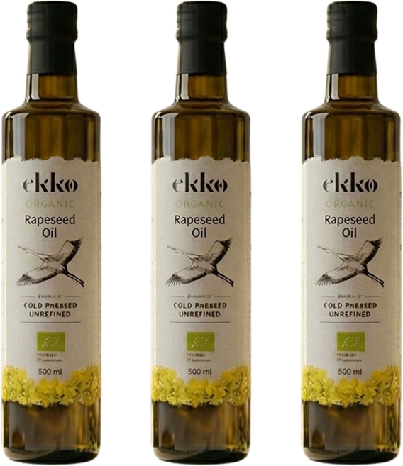 PJ1489273 에코 NO화학용매 유기농 냉압착 카놀라유 건강 요리유, 3개, 500ml
