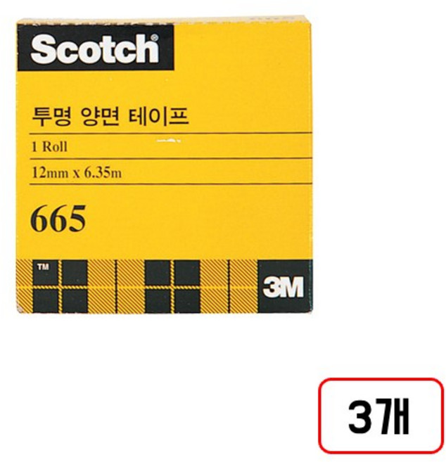 3M)투명양면테이프 리필(665/리필), 3개, 136리필/12*6.35m/M325120