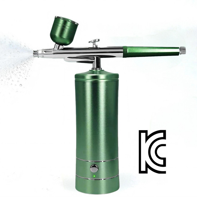 고압주입식 에어브러쉬 미스트기 세트 180kpa 빠른 충전 다용도 메이크업 네일 페인팅용, 1개, 녹색