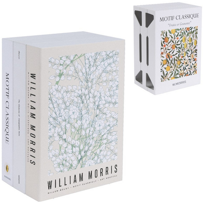 셋톱박스 공유기 정리함 오브제탭 책모양 멀티 수납 전선 케이블, 대형, 1개, 윌리엄모리스세트