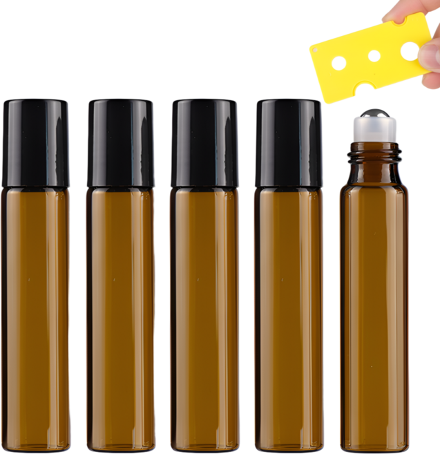 소이도르 갈색 차광 롤온 공병 오일 향수용기+롤온 따개 포함 10ml, 5개, 갈색(Brown)