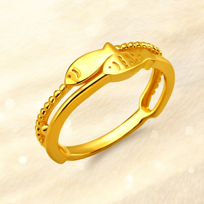 [러브넛] 24K 순금(3.75g) 발린트 행운 물고기 결혼기념일 여자친구 생일 선물 금 반지