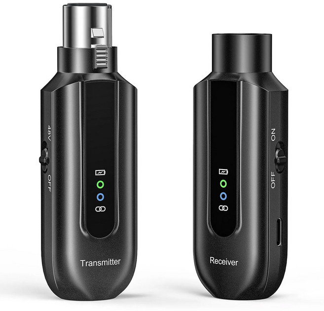 2 4Ghz XLR 시스템 마이크 어댑터 오디오 믹서 용 무선 송신기 수신기 다이나믹 48V 팬텀 파워 콘덴서, 1개