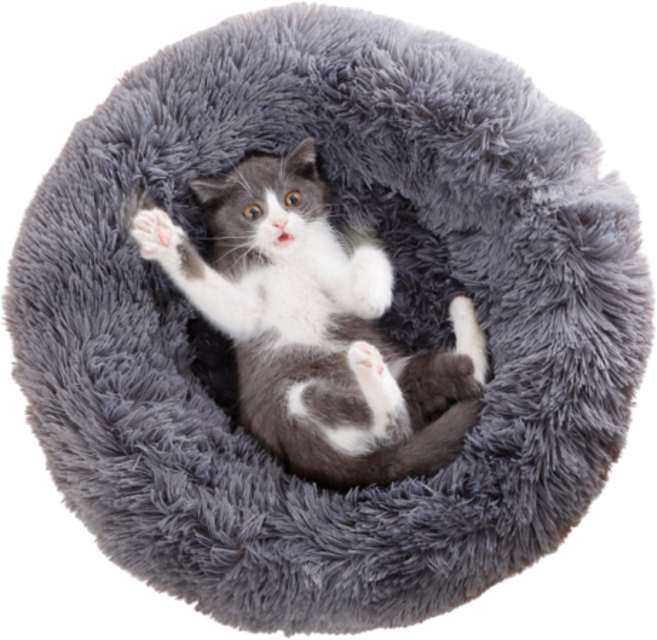 포시럽 반려동물 장모 원형 폭싹 도넛 마약 방석, 1개, 차콜