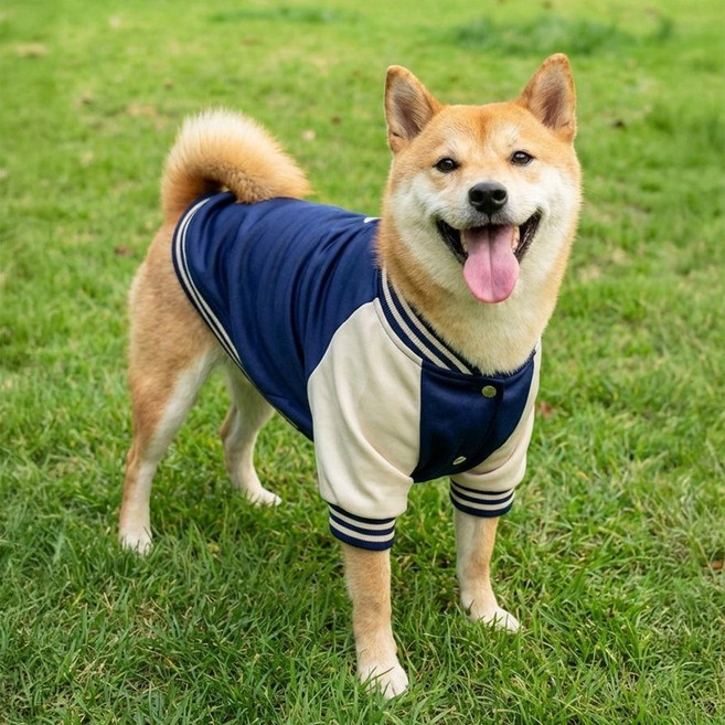 마몽펫즈 데일리 캐주얼 반려견 야구점퍼 강아지 바시티 자켓 대형견, 1개, 네이비