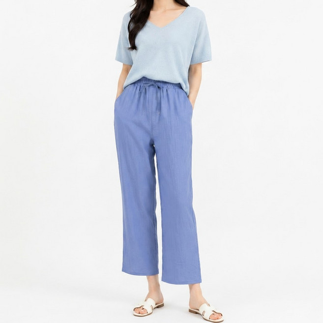 GTMB여성인견와이드9부바지 여성스러운 데일리 밴딩 팬츠