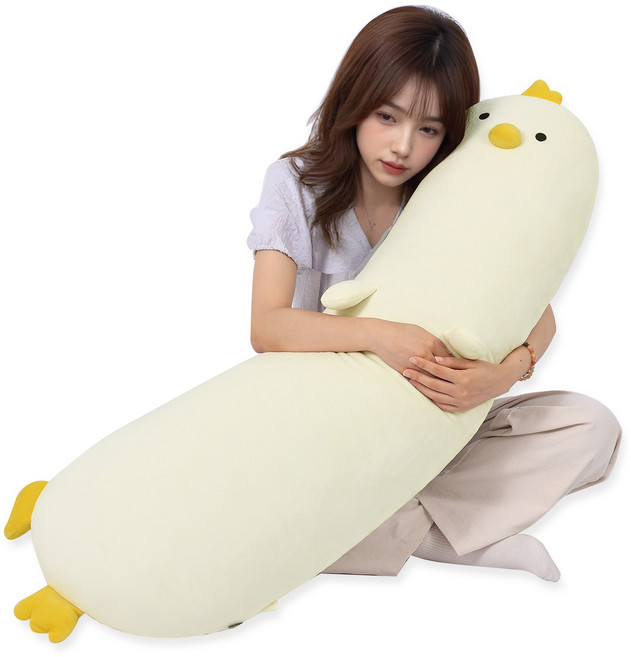 하바르고 귀여운 동물 바디필로우 커버 솜포함, 03옐로-오리