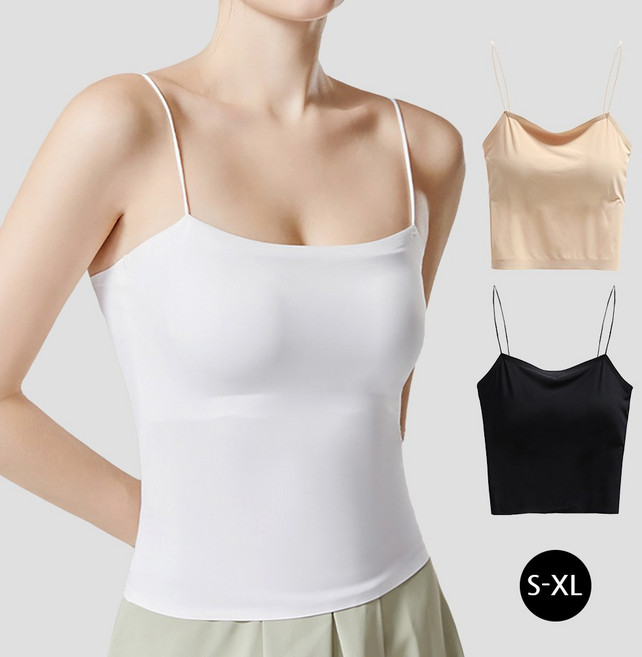 희야홈 심리스 브라탑 롱나시 슬림 끈나시 캡내장 3P세트