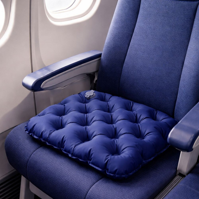 우노마스 휴대용 에어 비행기 등산 필수템 엉덩이 보호 기내 방석 쿠션, 블루