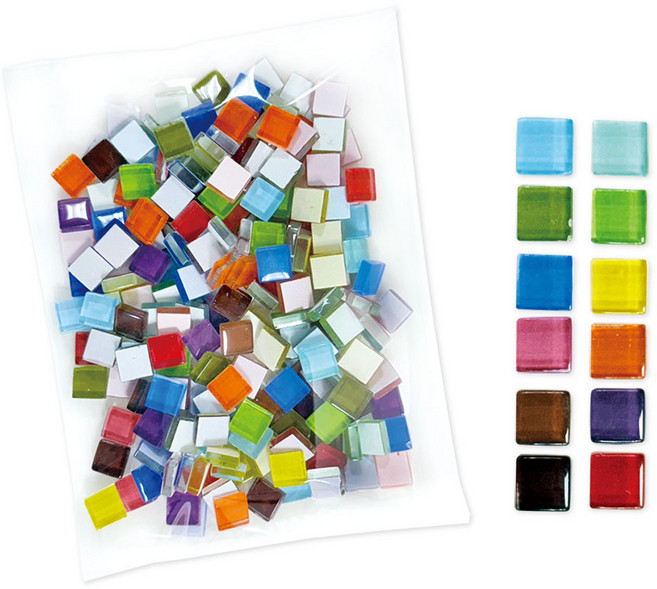 DOITYA 琉璃馬賽克 1x1公分正方形 DIY手作材料 200顆多色組合, 正方形琉璃磚(約200顆), 1個