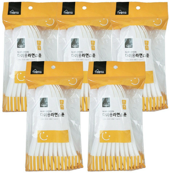 생활미소 라면스푼 10p, 화이트, 5개