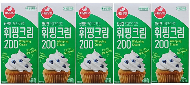 서울우유 휘핑크림, 200ml, 5개