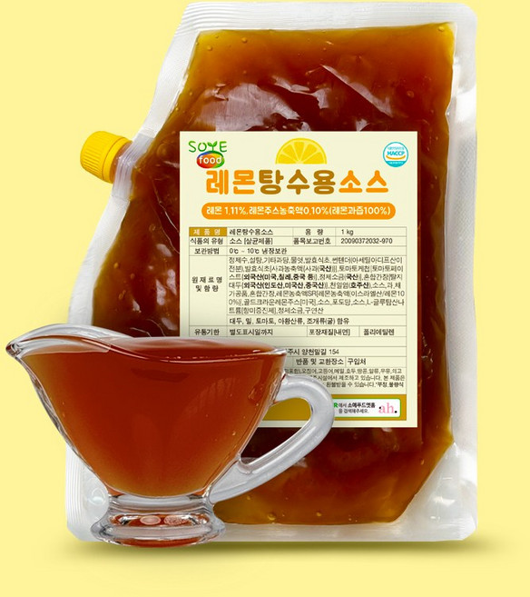 소예푸드 레몬탕소스 1kg탕수육소스 꿔바로우소스, 1개, 1kg