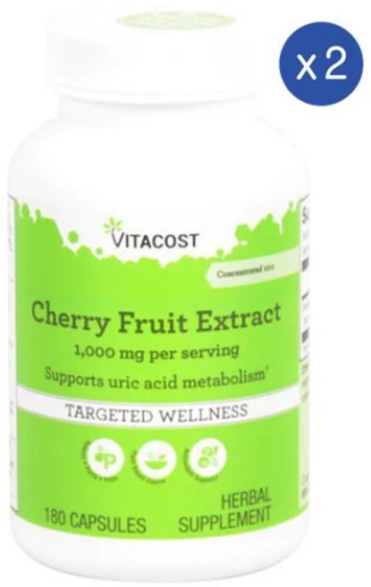 비타코스트 체리 추출물 1000mg 캡슐 Vitacost Cherry Fruit Extract, 2개, 180정 - 쿠팡