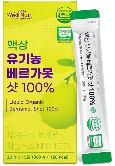 웰누리 액상 유기농 베르가못 샷 100%, 300g, 1박스