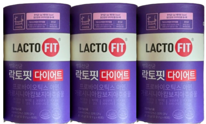 락토핏 다이어트 유산균 60p, 120g, 3개