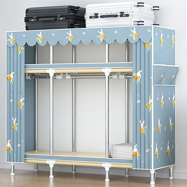 [시스슈 ] 간이옷장 합금 조립식옷장 비키니 옷장 튼튼한 옷장 대용량, 토끼새끼